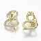 Brass Micro Pave Cubic Zirconia Pendants, Nickel Free, Snake, Real 18K Gold Plated, Green, 23x15.5x9mm, Hole: 2.2mm