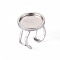 Tarnish Resistant 201 Stainless Steel Cuff Ring Findings, Round Bezel Cup Ring Settings, Laser Cut, Stainless Steel Color, Tray: 16mm, US Size 7 1/4(17.5)~US Size 8(18mm)