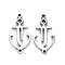 Tarnish Resistant 201 Stainless Steel Links, Anchor, Stainless Steel Color, 21x11x1mm, Hole: 1.2mm