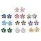 Rack Plating Brass Micro Pave Cubic Zirconia Stud Earrings, Long-lasting Plated, Flower, Platinum, Mixed Color, 14x14mm