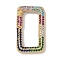 Rack Plating Brass Micro Pave Cubic Zirconia Twister Clasps, Cadmium Free & Lead Free, Long-Lasting Plated, Real 18K Gold Plated, Rectangle, Mixed Color, 26x15x3mm