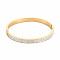 Crystal Rhinestone Triple Line Bangle, Stainless Steel Hinged Bangle with Polymer Clay for Women, Golden, Inner Diameter: 2x2-1/4 inch(5x5.8cm)