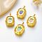 Brass Enamel Locket Pendants, Rectangle with Heart, Golden, Mixed Color, 22.5x17x7.5mm, Hole: 5x2.5mm, Inner Diameter: 17.5x13.5mm