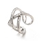 Clear Cubic Zirconia Criss Cross Open Cuff Ring, Brass Wide Hollow Ring for Women, Cadmium Free & Lead Free, Platinum, US Size 7 3/4(17.9mm)