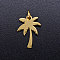 Ion Plating(IP) 304 Stainless Steel Pendants, with Jump Rings, Laser Cut, Coconut Tree, Real 18K Gold Plated, 17x12.5x1mm, Hole: 3.5mm
