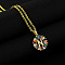 Brass Pave Colorful Cubic Zirconia Initial Ring Pendant Necklaces, 304 Stainless Steel Cable Chain Necklaces, Golden, Letter N, 17.72 inch(45cm)