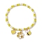 Glass Seed Beaded Stretch Bracelet, with Alloy Enamel Charms, Yellow, Inner Diameter: 2-1/4 inch(5.6cm)