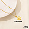 304 Stainless Steel Geometric Pendant Necklaces, Cable Chain Necklaces for Women, Flat Round with Eye