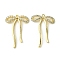 Brass Micro Pave Cubic Zirconia Pendants, Cadmium Free & Nickel Free & Lead Free, Bowknot, Real 18K Gold Plated, 27.5x19.5x2.5mm, Hole: 1mm