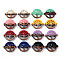 Opaque Resin & Walnut Wood Links Connectors, Two Tone, Flat Round with Tree, Mixed Color, 18.5x24.5x2.5~3.5mm, Hole: 1.5mm