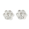 Brass Micro Pave Clear Cubic Zirconia Bead Caps, Cadmium Free & Nickel Free & Lead Free, Flower, 925 Sterling Silver Plated, 7x7.5x2mm, Hole: 1.6mm