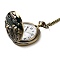 Alloy Glass Pendant Pocket Necklace, Electronic Watches, with Iron Chains and Lobster Claw Clasps, Flat Round with Elephant, Antique Bronze, 30.70~32.28 inch(78~82cm), watches: 60x46x17mm
