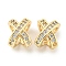Brass Micro Pave Clear Cubic Zirconia Beads, Cadmium Free & Nickel Free & Lead Free, Cross, Real 18K Gold Plated, 10x7.5x7mm, Hole: 5.5x5mm