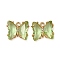 Brass with Glass Pendants, Cadmium Free & Nickel Free & Lead Free, Butterfly, Yellow Green, 10x12x4mm, Hole: 1.2mm