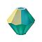 Preciosa® Crystal Beads, Czech Crystal, Bicone(451 69 302 Rondelle), 50730 20019 Emerald AB Matt, 6mm, Hole: 1mm