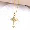 Crucifixion Cross Brass Micro Pave Cubic Zirconia Pendant Necklaces, Real 18K Gold Plated, 17.72 inch(45cm)