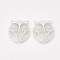 Brass Links connectors, Etched Metal Embellishments, Owl, Platinum, 19x17x0.3mm, Hole: 1.6mm
