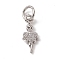 Brass Micro Pave Cubic Zirconia Charms, Cadmium Free & Lead Free, with Jump Rings, Ballet Dancer Charms, Platinum, 13x5.5x1.5mm, Hole: 3.4mm
