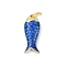 Brass Enamel Pendants, with Jump Ring, Fish Charms, Long-Lasting Plated, Lead Free & Cadmium Free, Rack Plating, Real 18K Gold Plated, Dark Blue, 17.5x7x3.5mm, Hole: 3.5mm