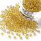 Glass Seed Beads, Transparent, Round, Goldenrod, 8/0, 3mm, Hole: 1mm, about 10000 beads/pound