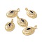 Brass Micro Pave Midnight Blue Cubic Zirconia Pendants, Long-Lasting Plated, Lead Free & Cadmium Free & Nickel Free, Oval, Real 18K Gold Plated, 24.5x14.5x5mm, Hole: 2.5x3.5mm