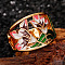 Flower Pattern Brass Enamel Finger Rings, Golden, 15mm,US Size 10(19.8mm)