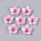 Flower Acrylic Bead Caps, for DIY Jewelry Making, Hot Pink, 28x28x8~10mm, Hole: 1.6mm