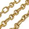 304 Stainless Steel Figaro Chains, Ion Plating(IP), Unwelded, with Spool, Textured, Golden, 22.5x14x3mm and 16x13x3mm