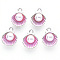 Alloy Enamel Charms, with Plastic Bead, Cadmium Free & Lead Free, Platinum, Shell, Pearl Pink, 14.5x11.5x7mm, Hole: 1.2mm