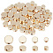 80Pcs 4 Style Brass Beads, Flat Round, Real 14K Gold Plated, 3~6x2.5~2.6mm, Hole: 1.2mm, 20pcs/style