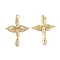 Brass Micro Pave Cubic Zirconia Pendants, Cadmium Free & Nickel Free & Lead Free, with Jump Ring, Religion Cross with Wing Charms, Golden, 30x24x3.5mm, Hole: 3.3mm