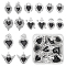 16Pcs 8 Styles Alloy Pendants, with Black Enamel, Antique Silver, Cross & Heart Charm, Black, 29~48x21.5~39x2~mm, Hole: 1~2mm, 2pcs/style