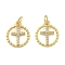 Brass Micro Pave Cubic Zirconia Pendants, Cross, Lead Free & Cadmium Free, Long-Lasting Plated, Rack Plating, with Jump Ring, Real 18K Gold Plated, 14.5x12.5x1.5mm, Hole: 3mm