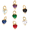 28Pcs 7 Colors Brass Micro Pave Cubic Zirconia Charms, Long-Lasting Plated, Real 18K Gold Plated, Heart, Mixed Color, 8x5x3.5mm, Hole: 3mm, 4pcs/color