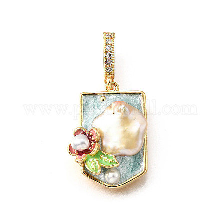 Латунные подвески с микропаве из кубического циркония и эмали KK-R222-16G-02-1