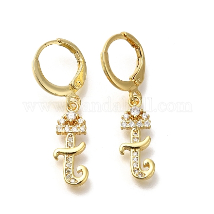 Серьги-кольца из латуни с прозрачным фианитом EJEW-M045-01T-1