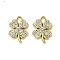 UV Plating Alloy Rhinestone Pendants, Golden, Clover, 20x14x3mm, Hole: 3x2.5mm