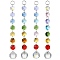 4Pcs 4 Styles Glass Octagonal Bead Hanging Suncatchers, Round Charm for Home Outdoor Window Ornaments, Stainless Steel Color, 165mm, 1pc/style