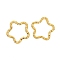 Iron Linking Rings, Openable, Textured Star, Golden, 17x17mm