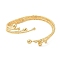 Rack Plating Brass Round Ball Cuff Bangle for Women, Cadmium Free & Lead Free, Real 18K Gold Plated, Inner Diameter: 2-1/4 inch(5.55cm)