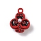 Spray Painted Alloy Pendants, and ABS Plastic Imitation Pearl, Club Charms, Lead Free & Nickel Free & Cadmium Free, Red, 22x17.5x9.5mm, Hole: 2mm