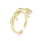 Rack Plating Adjustable Brass with Cubic Zirconia Rings, Solitaire Ring, Long-Lasting Plated, Lead Free & Cadmium Free, Bowknot, Real 18K Gold Plated, Adjustable