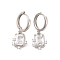 Brass Micro Pave Clear Cubic Zirconia Hoop Earrings for Women, Lead Free & Cadmium Free, Rectangle, White, 27.5mm