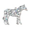 Christmas Theme Acylic Pendants, Horse, Gray, 44x51.5x2.5mm, Hole: 1.6mm