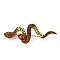 Snake Alloy Rhinestone Brooches for Backpack Clothes, Antique Golden, 22.5x58mm
