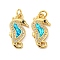 Brass Micro Pave Cubic Zirconia with Synthetic Opal Pendants, with Jump Ring, Cadmium Free & Lead Free, Real 18K Gold Plated, Sea Horse, Sea Horse, 20.5x10.5x3mm