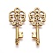 Tibetan Style Alloy Pendants, Skeleton Key Alloy Pendants, Lead Free and cadmium free, Antique Golden, 33x14x2mm, Hole: 2mm