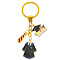 Alloy Enamel Keychain, with Iron Findings, Dark Blue, 9.8cm