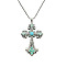 Alloy Pendant Necklaces, Cross fleury, Pale Turquoise, 19.69 inch(50cm)