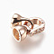 Brass Micro Pave Cubic Zirconia Fold Over Clasps, Clear, Real Rose Gold Plated, Clasp: 12x6.5x6mm, Cord End: 8x5.5mm, Inner Diameter: 4mm